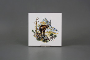 Fliese 15x15cm Steinbock weiß glänzend