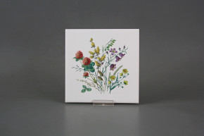 Fliese 15x15cm Blumenwiese Motiv C weiß glänzend