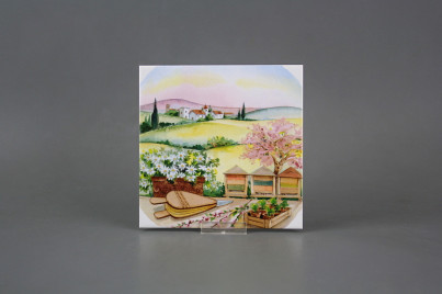 Fliese 15x15cm Jahreszeit - Frühling weiß glänzend č.1