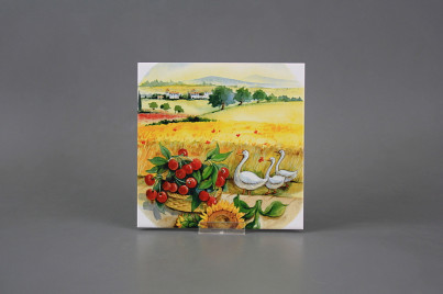 Fliese 15x15cm Jahreszeit - Sommer weiß glänzend č.1