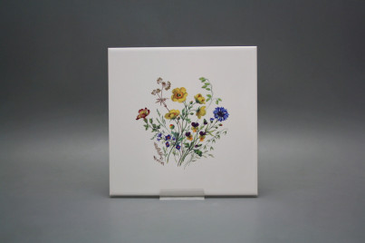 Fliese 20x20cm Blumenwiese Motiv B weiß glänzend č.1