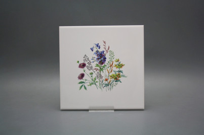 Fliese 20x20cm Blumenwiese Motiv D weiß matt č.1