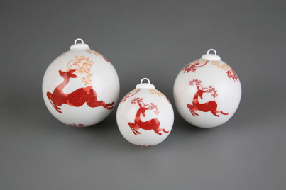 Weihnachtskugel 6cm Reindeers Red č.1